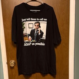 Black Graphic Men’s T-Shirt with Phone Office Print Size XXL